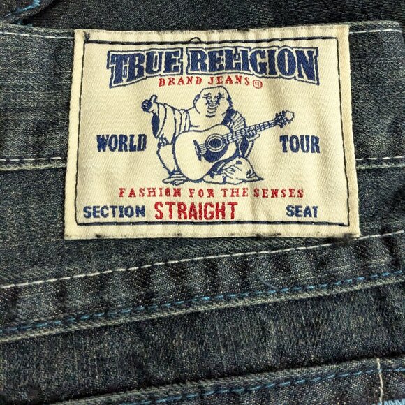 True Religion Men's Jeans Straight-Leg Blue Denim Size 38 - Picture 2 of 14